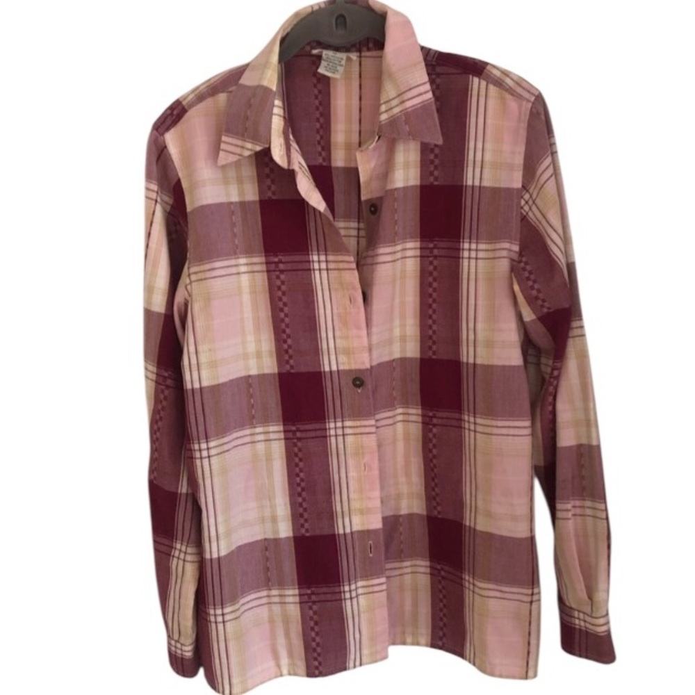 Alfred Dunner Plaid Shirt in Pink and Cream